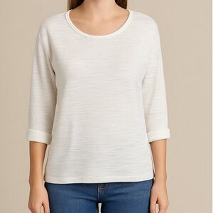 🧶 Forever 21 Women’s White ¾ Sleeve Lightweight Sweater – Size M